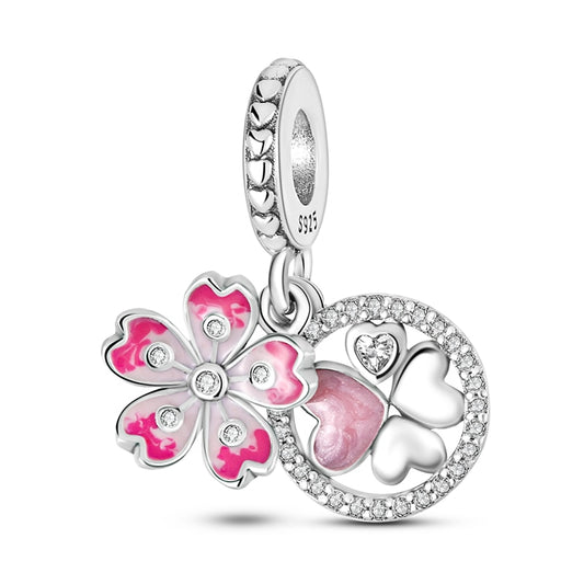 Herz Kleeblatt Doppelter Charm-Anhänger