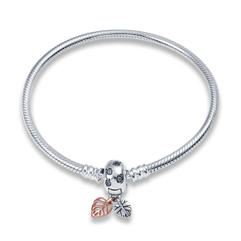 Charm Armband mit Blättern in Rosé & Silber