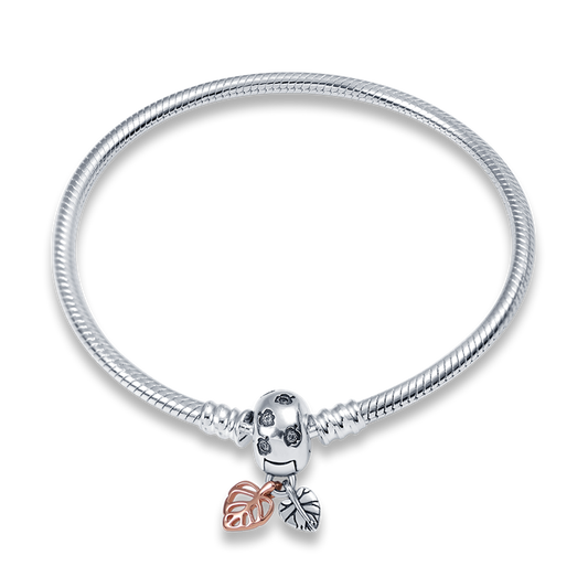 Charm Armband mit Blättern in Rosé & Silber